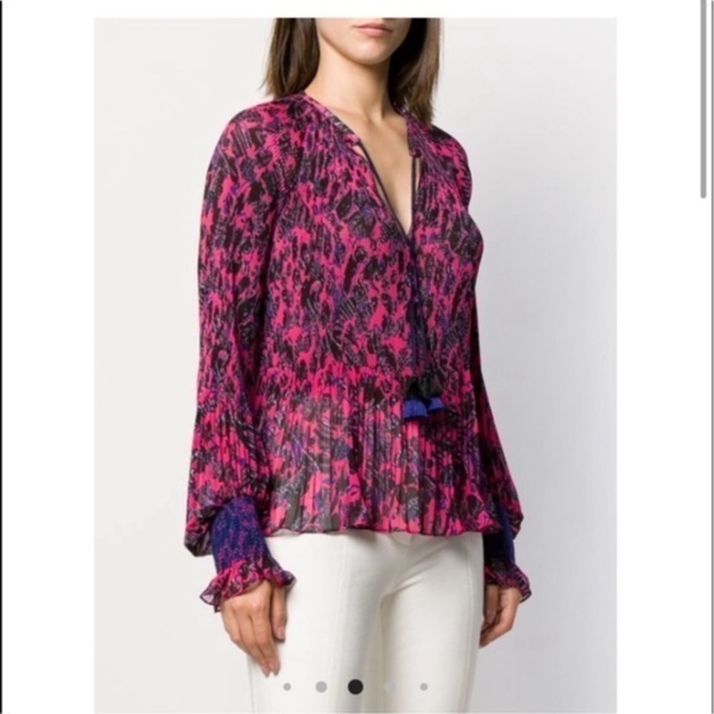 Derek Lam 10 Crosby Helena Pleated Tassel Blouse 2